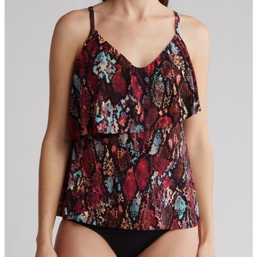 Magicsuit Queen Cobra Chloe Tankini Top In Black And Brown Size 12